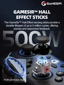 GameSir Super Nova PC Game Controller, Compatible With Switch 2 Controllers, Supports Wireless Switch OLED Lite, Steam, Windows 10/11, IOS, Android Phones, Features Hall Effect Joysticks, Dual-Stage Hall Effect Analog Triggers, 1000Hz Polling Rate, Magnetic Detachable Faceplate, Customizable RGB Lighting, Two Rear Buttons - Super Nova - View 8