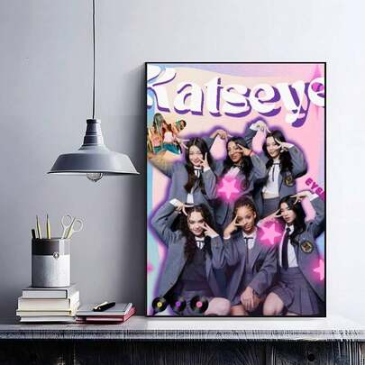 1pc Korea Kpop Band K-Katseye Poster Hd Art Sticky Wall Waterproof Home Living Room Bedroom Bar Aesthetic Decoration - Posters Canvas Painting Wall Arts Room Home Decoration Unframed