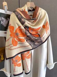 FADZOYLE 1 pieza Chal/Capa en tela de jacquard con estampado de flores vintage, suave y elegante, de gran tamaño para mujer, cálido para el invierno y el otoño, adecuado para uso diario, vestidos de noche elegantes, viajes y como regalo - Accesorio de mujer