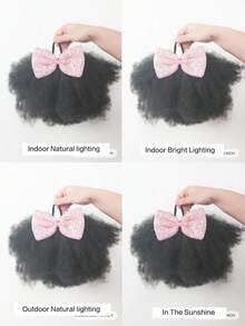 1pc Bow Clip And Go Afro Kinky Marley Ponytail With Elastic Band Soft Hair Girl Braided Ponytail For - Black - View 6