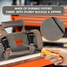 Tool Organizer/TrayBolsa de herramientas enrollable organizador de herramientas portátil resistente con 2 bolsas desmontables y 4 compartimentos rollo de herramientas de lona resistente al agua para coche cocheraTool Organizer/Tray - Ejército mundial - Ver 4