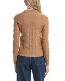 Bruno Magli Modern Cable Wool & Cashmere-Blend Polo Sweater - màu nâu - Xem 3
