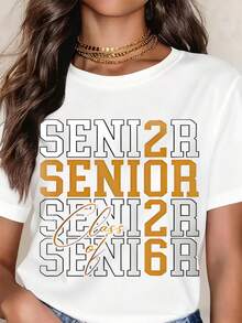 Senior Class Of 2026 Graduation T Shirt Senior Year Gift For High School Students Graduation Party Wear White Cotton Tee For Women Men Unisex Fashion Statement Top - 白色 - 查看 1