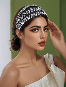 1 Piece Women's Sparkling Rhinestone Wide Headband Baroque Headband Bridal Wedding Party Headdress Graduation Gift Simple Elegant Casual Summer Vacation Hair Accessories