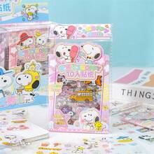 10pcs/Set New Snoopy Series Sticker Set, Cute & Fun Sticker Pack, PET Student Account Leaf Random Style, Christmas Gift, Christmas Stocking Stuffer, Christmas Decoration - Multicolor - View 5