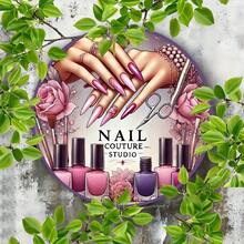 1pc Vintage Aluminum Nail Art Wall Decor - 7.87x7.87 Inch Floral Manicure Design With Pink Roses & Pearls, Retro Metal Wall Art For Living Room, Bedroom, Office, Outdoor - No Tools Needed, Perfect Holiday Gift, Bedroom Decoration | Intricate Design - 彩色 - 查看 6