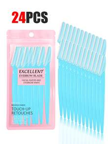 30pcs Exquisite Bagged Men's And Women's Facial Razors, Eyebrow Trimmers And Facial Hair Removers, Facial Hair Removal, Men's And Women's Facial Razors, Hair Trimming Tools, With Precision Sleeves, Hair Removers, Eyebrow Trimmers, Easy To Carry For Travel 1/3/6/12/24pcs (Pink)