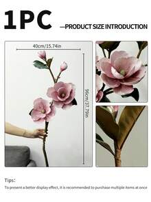 ZaiYe 1pc Luxury Artificial Magnolia Flower - Soft Touch, High-End Wedding, Home And Holiday Artificial Floral Decor - Elegant Tabletop DIY Centerpiece, Best Choice For Christmas, Perfect For Thanksgiving - Multicolor - View 14