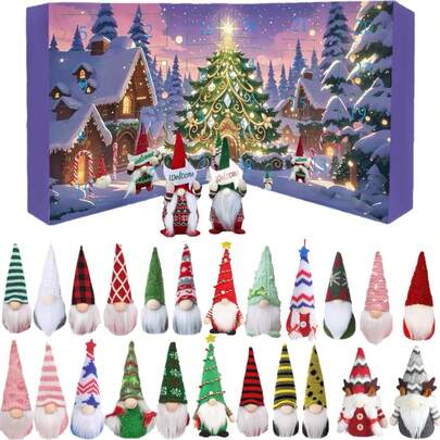 Adventskalender 2025, Weihnachtswichtel-Countdown-Kalender, enthält 24 sammelbare Plüschwichtel, einen Überraschungs-Adventskalender mit Wichteln, Dekorationen und Geschenkanhängern.