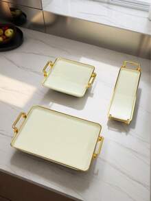 1pc Modern Handle Design Ps Tray For Kitchen Serving,Kitchen,Christmas Gift - White - View 6