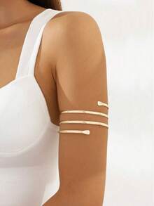 1Pc Women Arm Cuffs Metal Wire Arm Band Upper Arm Bangle Best Friend Gifts Women New Years Christmas Gifts For Women Accesorios Mujer - 金色的 - 查看 3