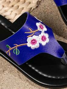 2025 New Slippers, Fashion Slippers, Bohemian Style Slippers, Soft Sole Wear-Resistant Casual Slippers, Slippers, Golden Buckle Slippers - Blue - View 6