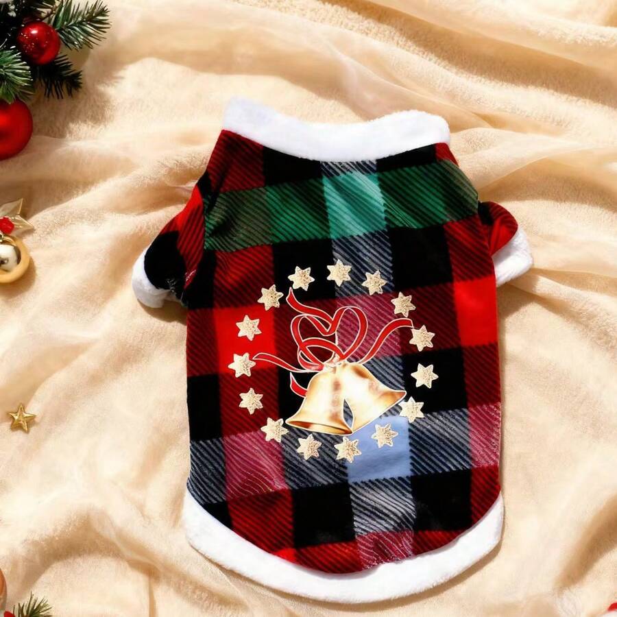 1 قطعة ملابس عيد الميلاد للكلاب والقطط الصغيرة، كنزة صوفية من الفليس والشيربا بطبعة قصب السكر، ملابس علوية أليف للأعياد للجراء والسلالات الصغيرة. ملابس عيد الميلاد للكلاب والقطط. إكسسوار عيد الميلاد للحيوانات الأليفة