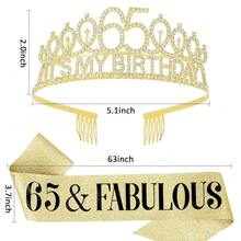 65th Birthday Decorations For Women,  65th Birthday Gits For Her Birthday Decorations Set- It's My Birthday Crown And Sash With 65 & Fabulous, Happy 65th Birthday Tiara Birthday Party{Inchcolorinch:Inch65thinch} - 第65屆 - 查看 3