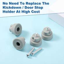 4pcs Door Stopper Replacement Rubber Tips, Door Stop Bumper Tips With Screws, Ribbed Door Stopper Repair Replacement Tips Holders For Kick Down/Drop Down Door Stoppers