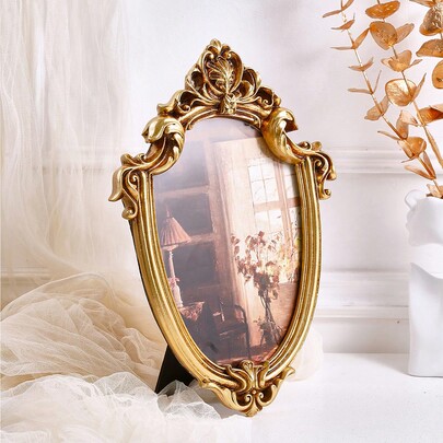Vintage Ornate Frame, Classic Style, Semi-Circular Shape, Resin Frame, Vertical Orientation, Single Picture, Wall Mounted