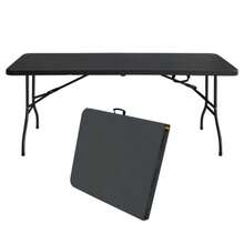 Heavy-Duty 180cm Portable Folding Table With Handle, Multifunctional Folding Table For Camping, Picnics, Parties, Indoor/Outdoor Use, 135kg Load Capacity (Black)
