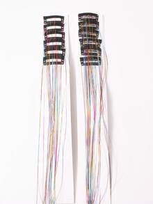 12 Pieces Clip-In Medium Straight Hair Synthetic Hair Clips, Fashion Party Girls Blonde Hair Silk Hair Clips, Colorful Glitter Hair Clips, Dazzling Hair Accessories For Holiday Gift Party With Family And Friends Christmas Gifts