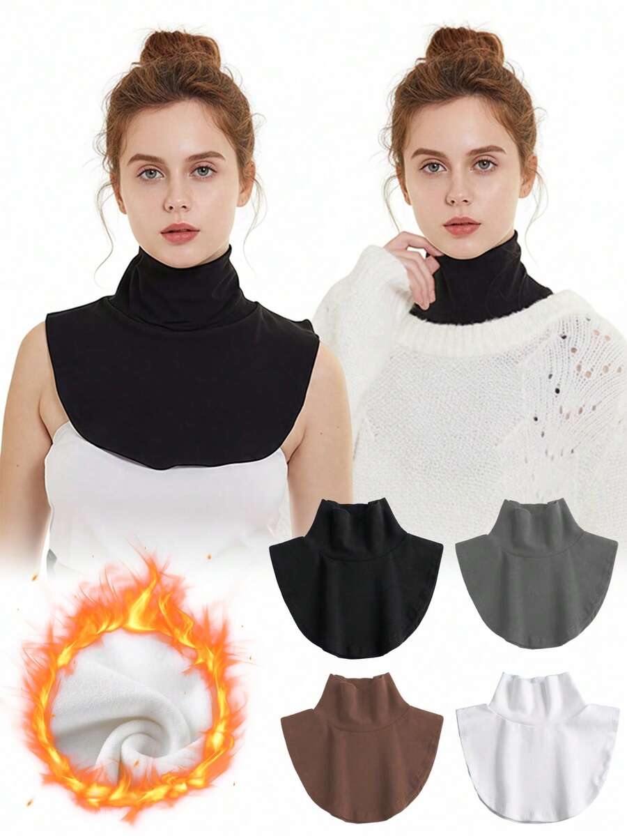 1 Solid-Color Faux Fur Collar, Featuring A Warm, High-Neck Design, Ideal For Women's Autumn And Winter Layering To Protect The Neck.