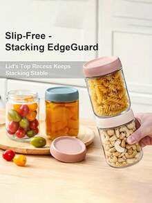 Glass Airtight Jars, Suitable For Food Storage, Great For Storing Tea Leaves, Grains, Nuts, Snacks, Coffee Beans, Sugar, Candies, Spices, Kitchen Supplies And Yogurt. Portable Transparent Food Containers, Kitchen Cereal Storage Canisters, Wedding Gifts, Christmas Gifts, Halloween Gifts. - Multicolor - View 6