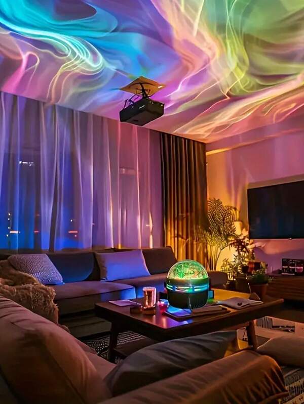 1 Stück Neue Aurora 16-Farben-Rotations-RGB-Smartlight | Aurora Atmosphäre Projektions-Smartlampe | USB-Deckenprojektor & Nachtlicht, geeignet für Partys, Schlafzimmer, Büro, Wohnzimmer, Gaming, Partys, Restaurants, Theater, Dekoration, mit Fernbedienung, dimmbar (USB-betrieben) - perfektes Geschenk zu Weihnachten, Valentinstag, Ostern, Halloween