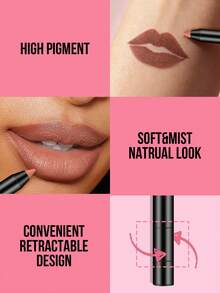 Misslyn MISSLYN-Soft & Mist Lip Liner, Longwear Rich Lip Colors, Convenient Retractable Design, Sharpenable Gel Lip Pencil, Smooth Application, Natural Finish, High Pigment, Not Easy To Fade, Makeup, Gift, Y2K, Party, Travel, Fashion Girl Cosmetic, Cosplay, Can Be Shaped With A Pencil Sharpener, Highly Pigmented Natural Lip Makeup, Longwear Smooth Ultra Fine, Matte Lip Liner Vegan, Cruelty Free