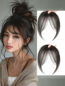 Straight Clip-In Bangs For Women,Elegant Straight Synthetic Clip-In Bangai Wig,Women's High-Temp Synthetic Straight Hair Topper With Fluffy Side Bangs - Elegant Natural Style, High Temperature Fiber, Easy Attach, Fashionable Daily Wear Hairpiece, Fashionable Hair Accessory | Natural Look | Simple Styl, Claw Clips, Hair Claws, Clips For Hair, Hair Slide, Hair Barrettes ﻿ - Multicolor - View 11