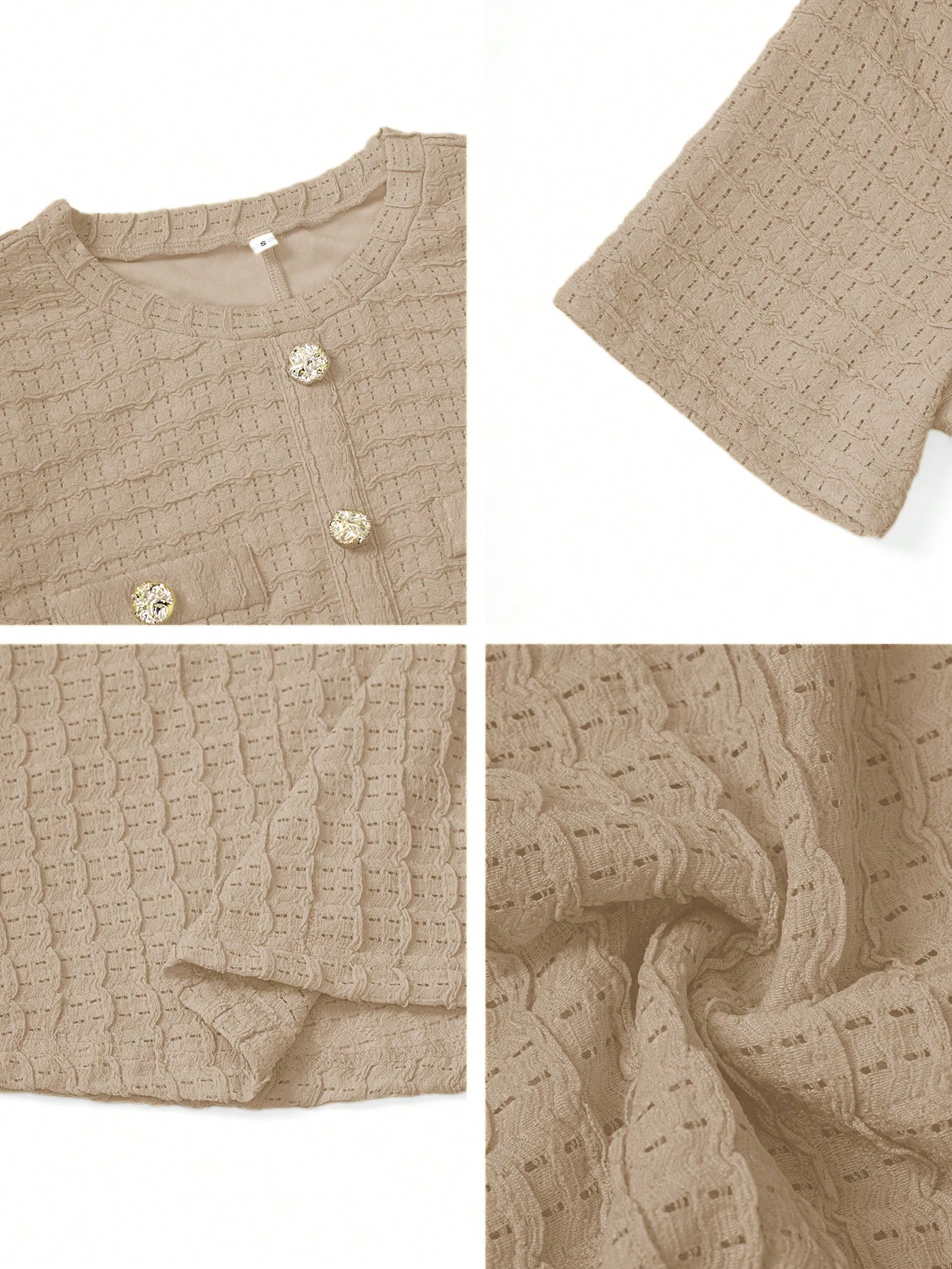 بلوزة أنيقة للنساء ذات رقبة مستديرة وأكمام قصيرة،...