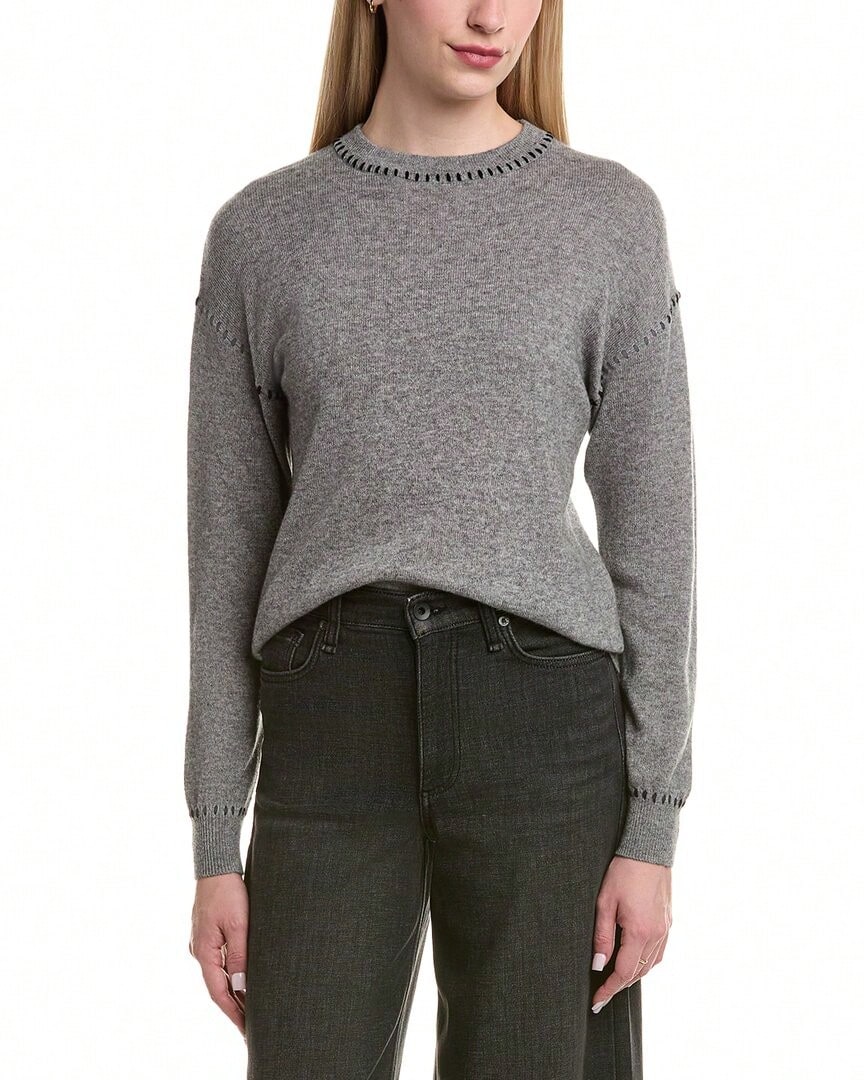 Bruno Magli Whipstitch Wool & Cashmere-Blend Sweater - Grey - View 1