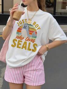 Sea Lion Just A  Who Loves Seals  T-Shirt - White - View 1