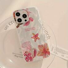 1 Pieza Funda de Teléfono Transparente IMD Suave Brillante y Lisa con Patrón Combinado de Flor Estrella de Mar Vieira Granada Impermeable Antihuellas Antirrayas para iPhone16/16Plus/16Pro/16ProMax/iPhone15/15Plus/15Pro/15ProMax/iPhone14/14Plus/14Pro/14ProMax/iPhone13/13Pro/13ProMax/iPhone12/12Pro/12ProMax/iPhone11/11ProMax/11Pro - Colores mixtos - Ver 7