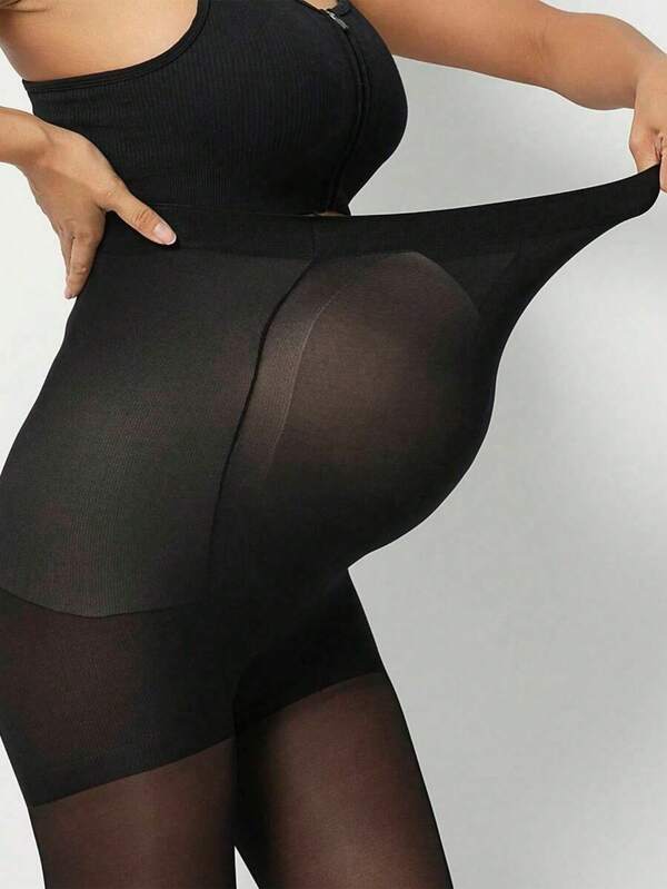 Medias transparentes de maternidad talla grande - Medias negras amigables con la piel para mujeres embarazadas