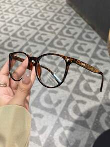 1 Women's Vintage Leopard Print Round Studded Blue Light Glasses,Made Of PC Material, Light,Y2K Style, Mobile Phone Accessories,Blue Light Glasses Women,Fake Glasses,Clear Glasses,Glasses Women,Christmas Accessories,Halloween Edit,Suitable For Daily Office Commuting,Back-To-School Season,Gaming,Looks Of Party,Campus Study. - A - View 4