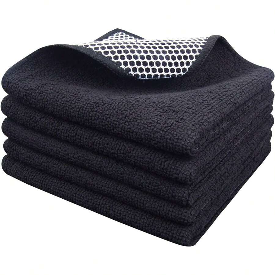 Microfiber Dish Cloth For Washing Dishes, 2025 Kitchen Cleaning Cloths, 5 Color Assorted 12Inchx12Inch 10 Pack - Black - View 1