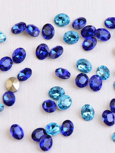 30/50/100 قطعة من الأحجار الكريستالية المتلألئة والحادة القاع بأشكال الماس الملونة لتزيين الأظافر في فصلي الخريف والشتاء، مجوهرات أظافر ملونة وأحجار كريمة بتأثير الليزر، أحجار كريمة ملونة متنوعة عالية الدقة، تصميم أظافر بأسلوب الحورية باللون الأزرق