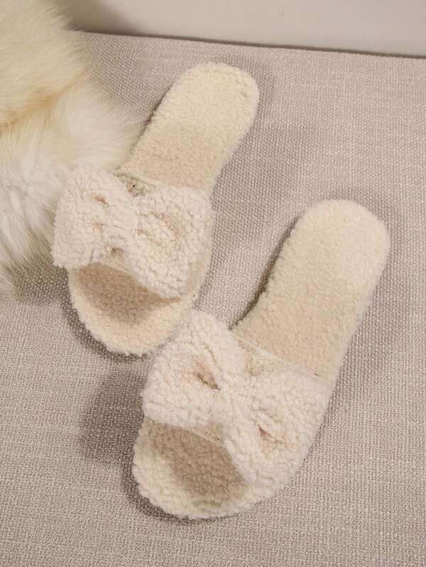 1 Paar einfarbige elegante Schleifenflachsandalen, geeignet für Innen- und Außenbereich