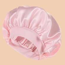 1pc Women's Solid Color Satin Wide-Brimmed Shower Cap, Suitable For Daily Use Silk Bonnet Satin Bonnet - Multicolor - View 9