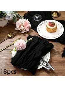 18pcs/Set Cheese Cloth Napkins 20*20 Inch, Crinkled Decor Napkins Suitable For Wedding, Reception, Bridal Shower, Party, Hotel, Picnic, Celebration (Smoke Blue)