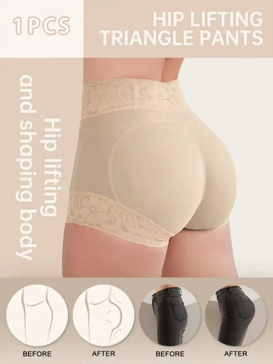 One Set Of Women's High-Waisted Panties Fabric Soft Elastic Good Leg Lace Decoration Daily Wear Comfortable - màu sắc - Xem 1