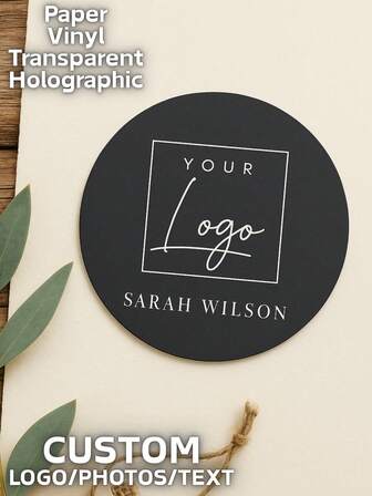 Custom Round Stickers Personalized With Your Logo, Name, Photo Or Text | Elegant Minimalist Business Labels For Small Shop Packaging, Candle Jars, Coffee Cups, Envelopes And Gift Wrapping | Premium Paper, Vinyl, Transparent, Holographic Or Waterproof Finish | Perfect For Wedding Favors, Holiday Cards, Birthdays, Christmas, New Year, Anniversaries | Modern Aesthetic Branding Stickers