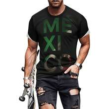 墨西哥印花男士T恤，男士夏季服装，男士礼物 - 黑色 - 查看 3