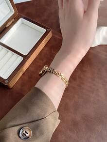 1 Oval Gold/Silver Women's Quartz Bracelet Suitable For Daily Wear Birthday/Christmas Gifts Parties And Casual Gatherings - Gold - View 6