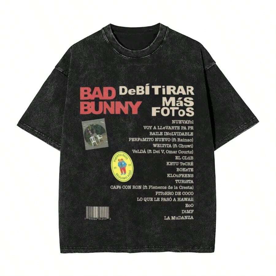 Bads Bunnys I Should Have Taken More Photos DTMF 3 T Shirt Popular T Shirts Y2K Retro Tshirt Summer Cotton O-Neck Oversized Tees - màu đen - Xem 1