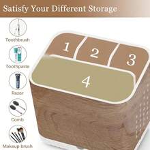 Toothbrush Holders For Bathrooms,  Electric Toothbrush And Toothpaste Holder, Toothbrush Caddy Organizer, 4 Slots Tooth Brushing Stand For Bathroom Organizer Countertop (Wood Grain){Inchcolor_nameinch:InchWoodGraininch} - Vân gỗ - Xem 6