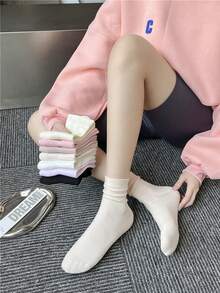 1/5双（随机发货）时尚粉色产后袜，ins风欧美休闲日常穿搭 - 彩色 - 查看 6