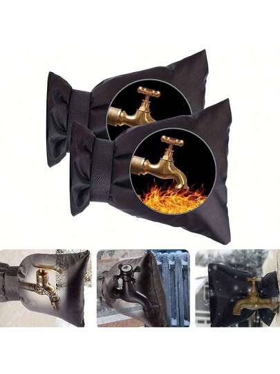 1pc Heavy-Duty Outdoor Faucet Cover - Winter Protection, Outdoor Faucet With Easy Hook Mount, Insulating Pipe Wrap To Protect Against Frost And Pipe Cracks, Durable Fabric Pipe Insulation (Black) For Faucets And Pipes, Weatherproof Curtain, Insulated Exterior Faucet Cover, Weatherproofing, Waterproof Drain Cover, Weatherproofing Equipment, Insulation For Exterior Pipes