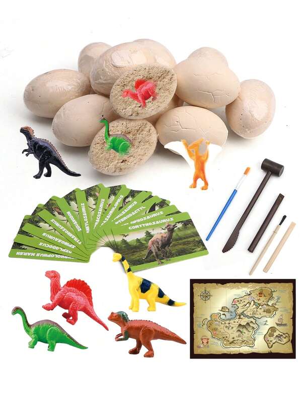 Dig Up Dinosaur Fossil Eggs, Break Open 12 Unique Eggs And Discover 12 Cute Dinosaurs, Easter Digging Toy For 3 4 5 6 7 8 9-12 Year Old Boys Archaeology Science STEM Gift