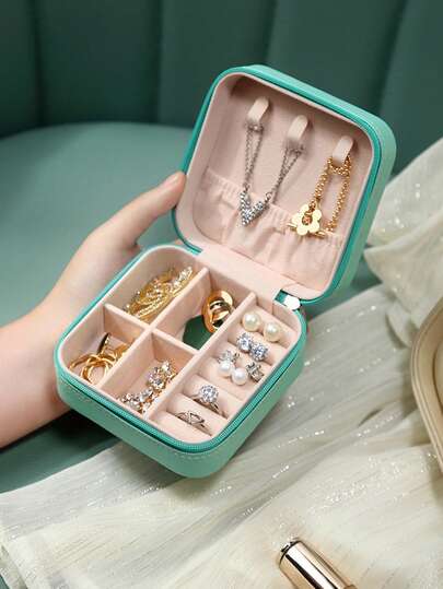 1 Stück minimalistischer INS Schmuckaufbewahrungskasten, tragbarer Organizer für Ohrringe, Halsketten, Ringe und andere Accessoires, Dekor für Schminktisch