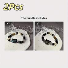 1/2pcs Black Kitten Hand Jewelry, Black And White Unisex Bracelet, Cute Niche Bracelet, Birthday Holiday Gift For Men - Multicolor - View 15