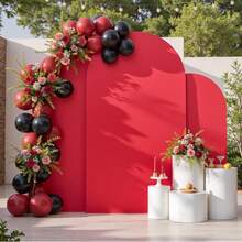 Double-Sided Stretchy Fabric Arch Backdrop Cover For Wedding & Party Decor. Soft & Breathable Fitted Background For 6ft, 6.6ft, 7.2ft Arches. Perfect For Birthday, Baby Shower, Gender Reveal, Graduation & Home Decor (Cover Only, No Arch Stand) - Red - View 2